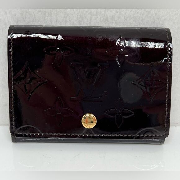 Louis Vuitton Authentic Monogram VERNIS Amarante Card Case Auth LV - Picture 1 of 6